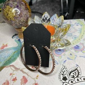 NWOT Copper and Diamond Hoop Earrings